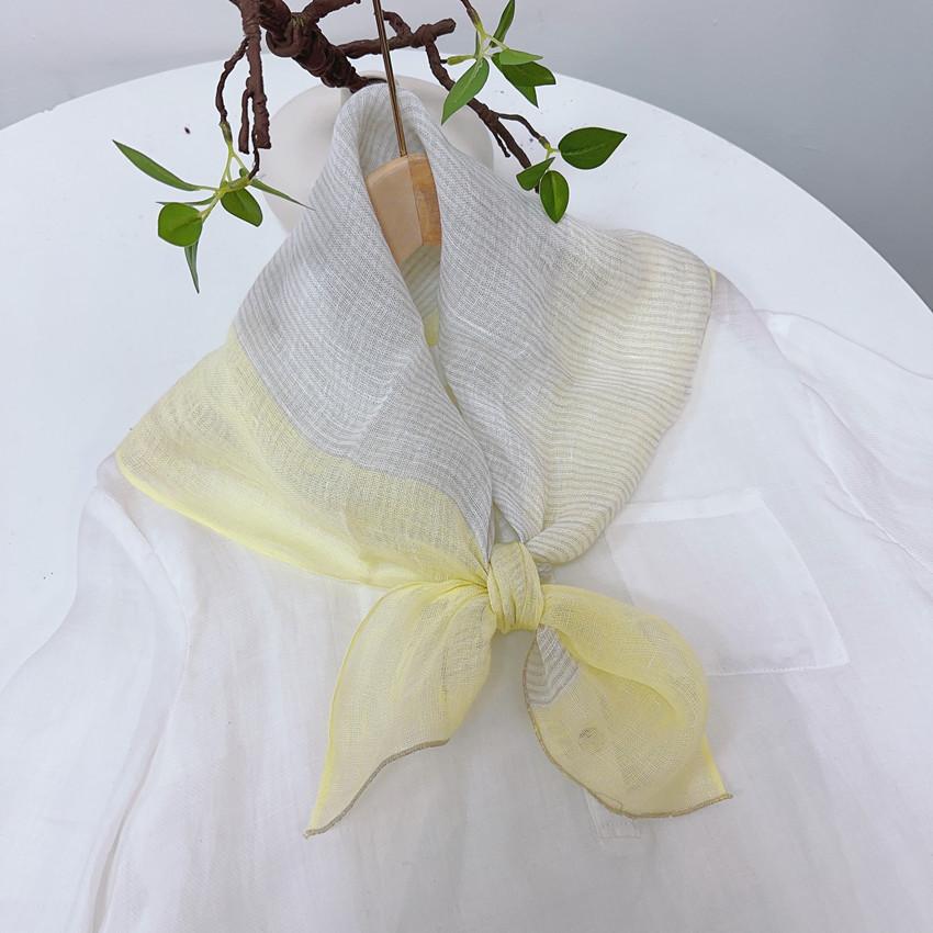 Clearance Welfare Retro Linen Square Scarf Literary And Versatile Women'S Summer Neck Protection Cotton And Linen Small Silk Scarf Scarf Printed Model