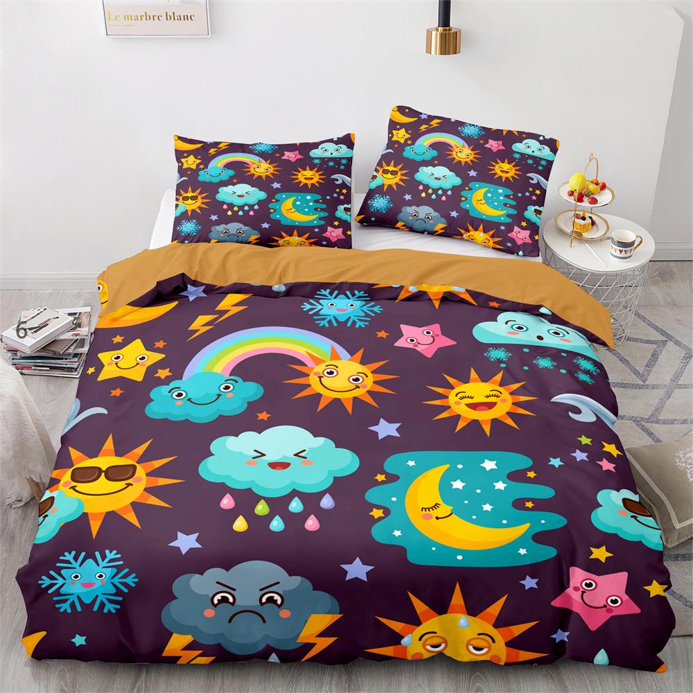 Радужные Птицы Звезда Набор Пододеяльников Двуспальный Полный Размер Милый Полиэстеровый Чехол для Одеяла для Детей Мальчиков Девочек Комплект Постельного Белья Чехол для Одеяла