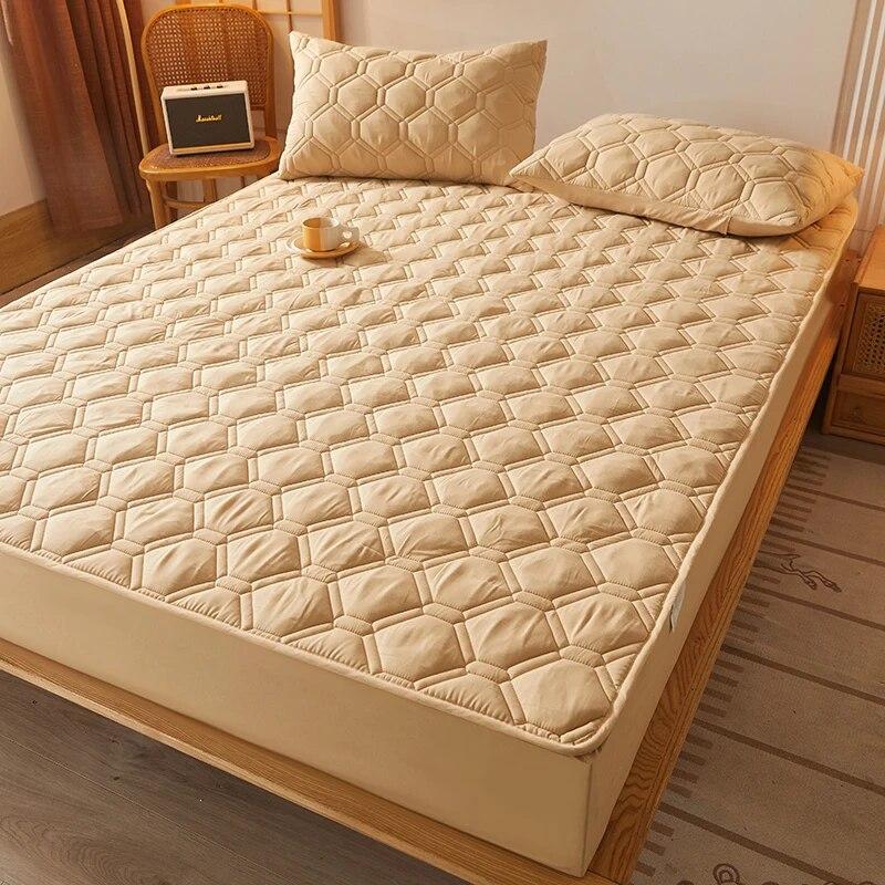 Водонепроницаемый комплект постельного белья из 3 предметов с тиснением, хлопковая простыня и наволочка, антиклещ, антибактериальный чехол для матраса