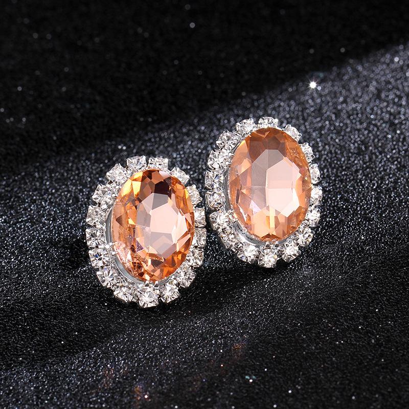 Oval Rhinestone Earrings for Women's High-grade Luxury Sparkling Crystal Earrings Earrings