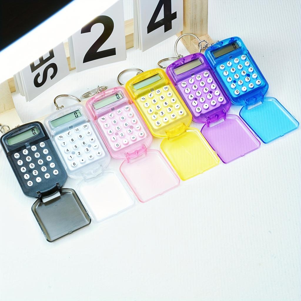 8 Bit Mini Calculator Exquisite Keychain Cute Hanging Flip Calculator Student Supplies Jelly Color Portable Learning Daily Acces