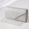 1PC Women Envelope Evening Bag Glitter Ladies Chain Shoulder Bags Shiny Silver Long Purse Female Wedding Party Clutches Mini Handbag