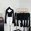 Черные футболки Harajuku для женщин, укороченные топы 2024, рубашки для женщин, футболки с длинными рукавами и капюшоном, модная повседневная сексуальная футболка Y2k 27u851