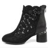 Large Mesh Cool Boots Women In Spring Summer New Women's Hollowed Out Mesh Medium Heeled Thick Heeled Sequin Boots C746