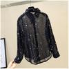Summer Korean Loose Sparkling Star Chiffon Shirt Women's Top Sun Resistant Long Sleeved Shirt