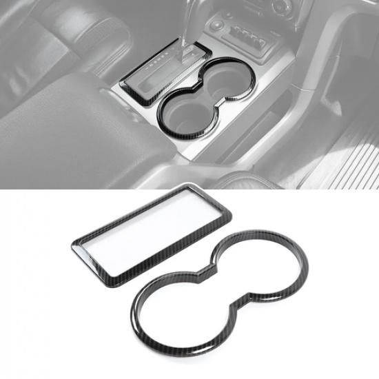 Gear Shift Panel Trim & Cup Holder Bezel for Ford F150 2009-2014 Carbon Fiber