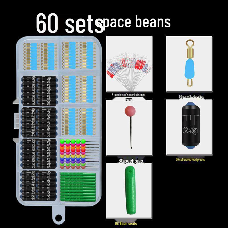 Набор для рыбалки Space Bean Super Tight Silicone Anti-Tangle Fishing Set: Кольцо в форме восьмерки, чешуйчатый свинцовый поплавок, зажим для лески, аксессуары для снастей.