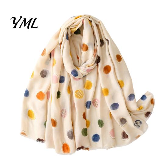 Soft Skin-friendly Scarves Polka Dot Silk Scarf for Women, Lightweight Tassel Shawl, Elegant Breathable Shawl Wrap Spring Summer Autumn Winter,