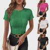 2024 Summer OL Style Round Neck Slim Fit Women's Pullover T-Shirt