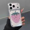 Блестящий Розовый Чехол-Бампер с Клубникой и Звездами для iPhone 13 14 15 16 17 Pro Max, Чехол-Броня