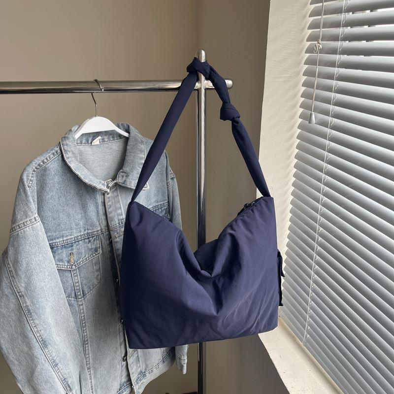 Solid Color Simple Casual Cotton Bag Large Capacity Texture Versatile Shoulder Bag Korean Version Messenger Tote Bag