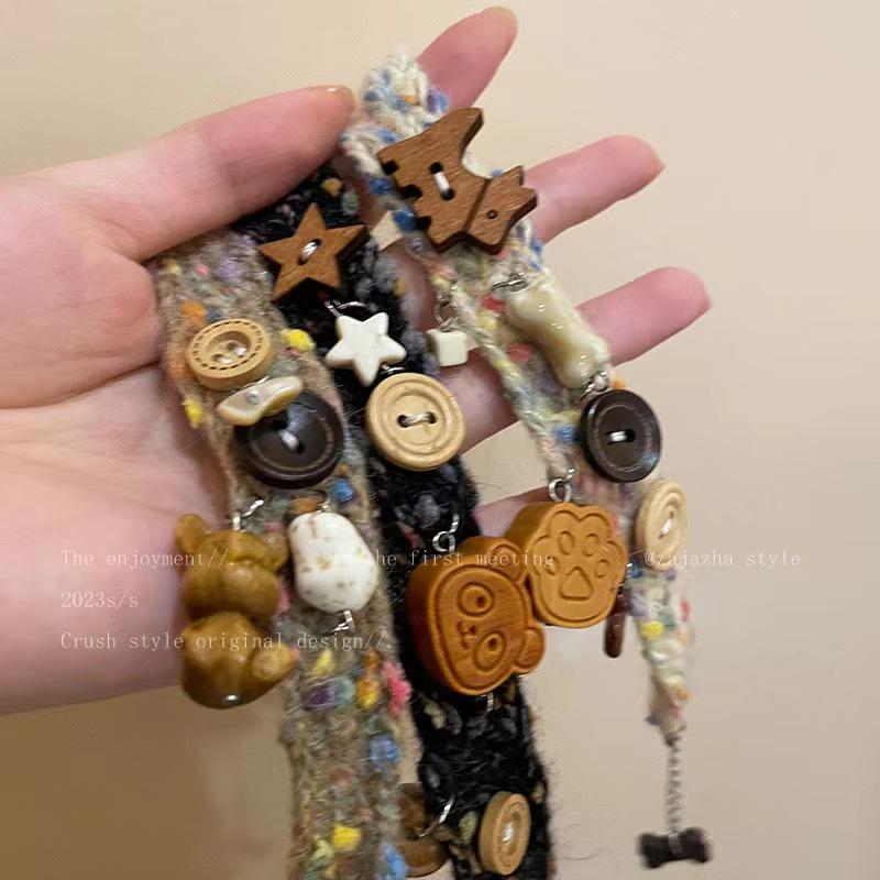 Комплект из ожерелья и браслета в стиле ретро «Бабочка» из шерсти Майяра — осенне-зимняя цепочка для свитера, которая подойдет для милых и стильных образов.