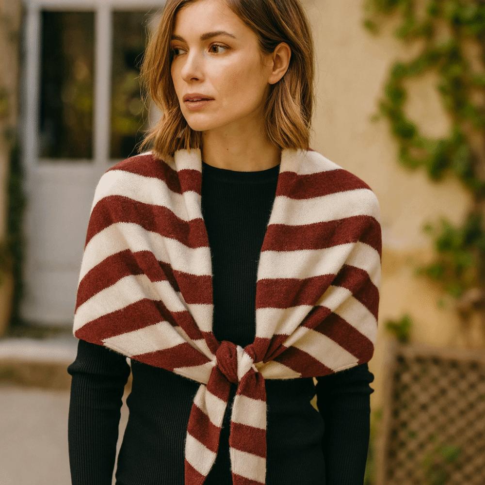 Plush Knitted Triangle Scarf Korean Style Cape Wraps Retro Striped Scarf Autumn Winter