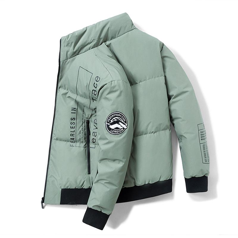 Зимний мужской пуховик средней длины, 90% белый утиный пух, стеганая куртка с капюшоном и воротником-стойкой