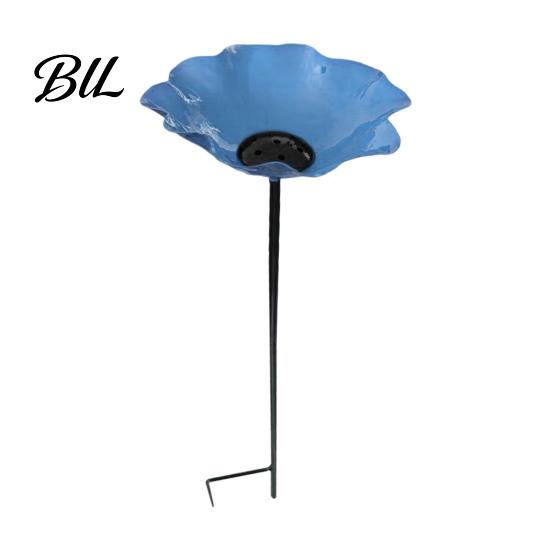 Bee Watering Station Garden Metal Flower Stake Decorative Bird Bath Ground Insert Butterfly Drinking Bowl for Backyard Pollinators Wild Birds