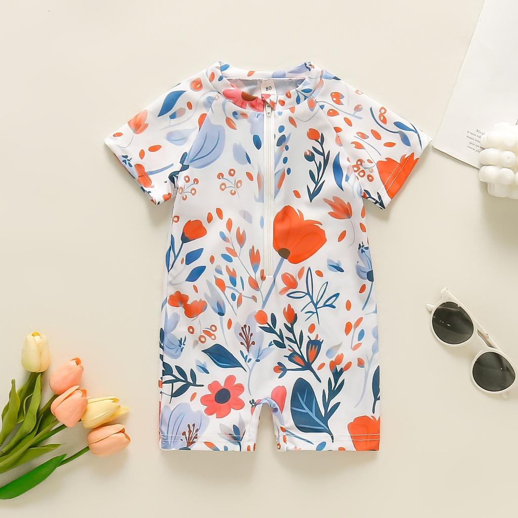 Children's Color-blocked Hollow One-piece Swimsuit