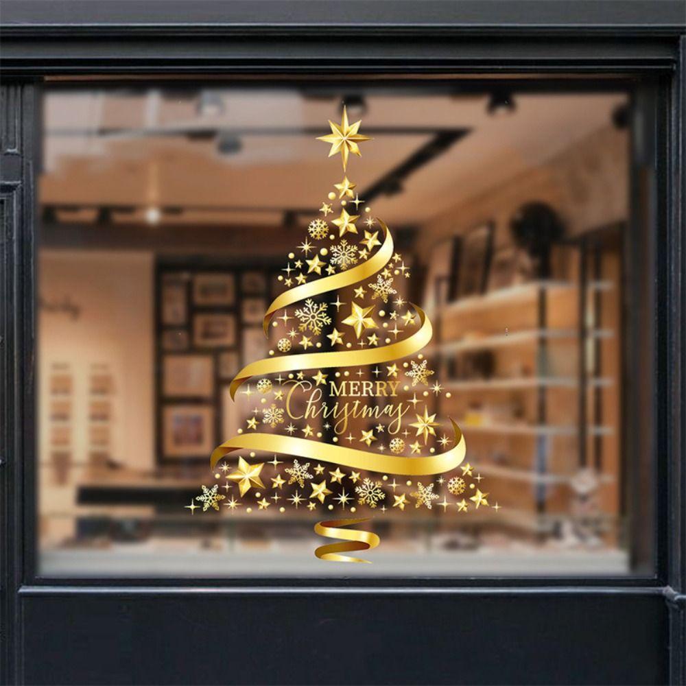 Большие рождественские наклейки Золотой декор Фреска Атмосфера Декор Обои Вечеринка