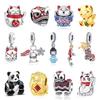 Оригинальные медные шармы Китайский Новый год Лев Кот удачи Кукла Бусины Подходят для брендовых ожерелий браслетов Ювелирные изделия для женщин