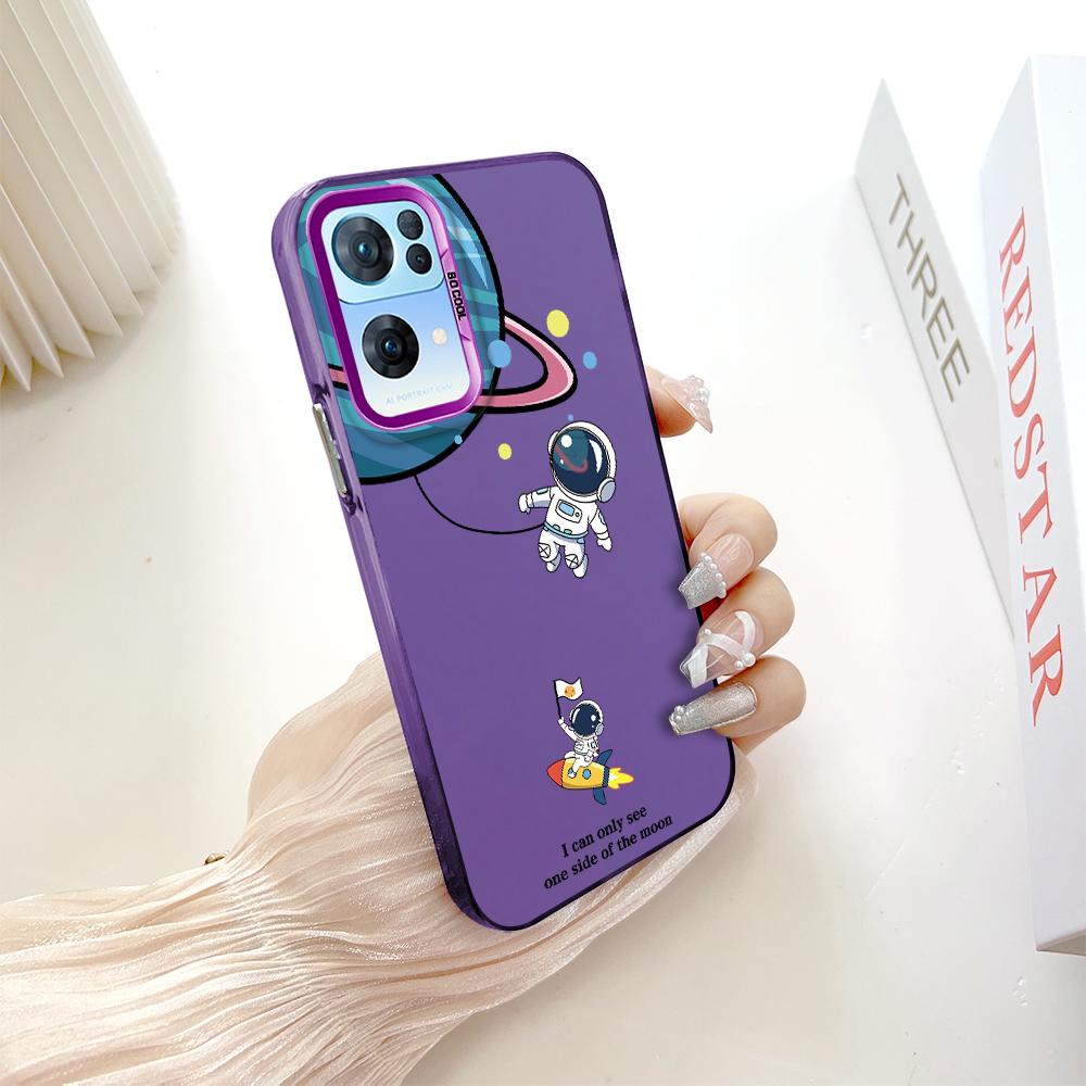 Окрашенный узор, цветной серебристый, двухсторонний, жесткий, противоударный чехол для телефона с защитой от падений для OnePlus OPPO Reno Realme