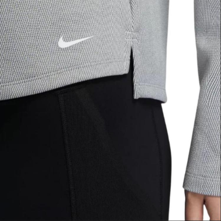 Nike Футболка Therma-Fit One Solid Color Casual Sports Training с воротником-стойкой и длинным рукавом для женщин, серая DD6573-073