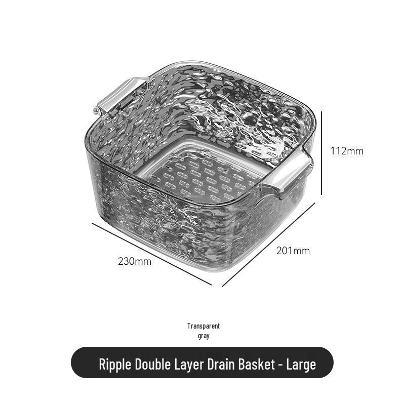 Dual-Layer Plastic Colander and Fruit Basket for Kitchen Use