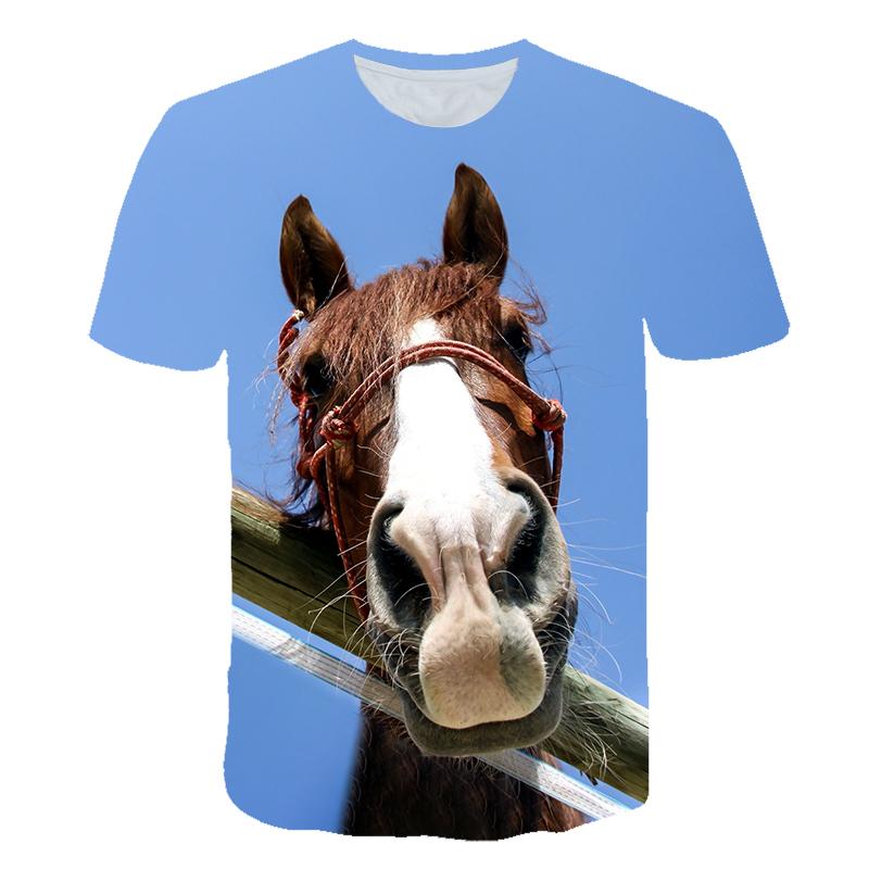 Мужская футболка Horse T с красивым узором животного, летняя, 3D, модная, с графикой скакуна, повседневная, с интересным принтом, топ