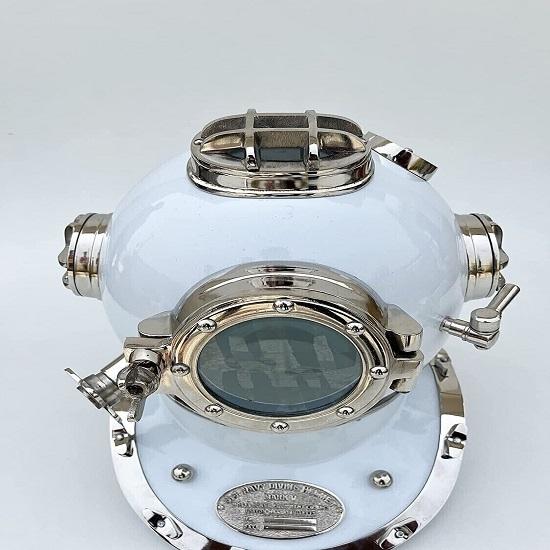 White Marine Scuba Helmet 45.72cm Decorative Sea Ship Helmet Diving Helmet