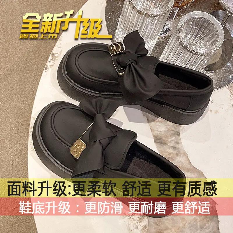 Новые женские кожаные туфли в британском стиле на толстой подошве, туфли Мэри Джейн на платформе с бантом, De Mujer