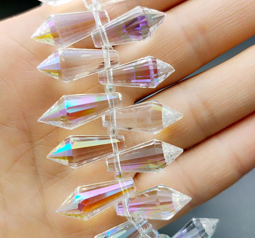 Chandelier Crystal Icicle Prisms Replacement Suncatcher Drops Pendant Lamp Candle Holder Bead Curtain DIY Parts Decor