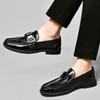 Fashion Men's Patent Leather Loafers  Business Shoes Hollowed Out and Breathable Men's Genuine Leather Casual Shoes Big Size 47 48