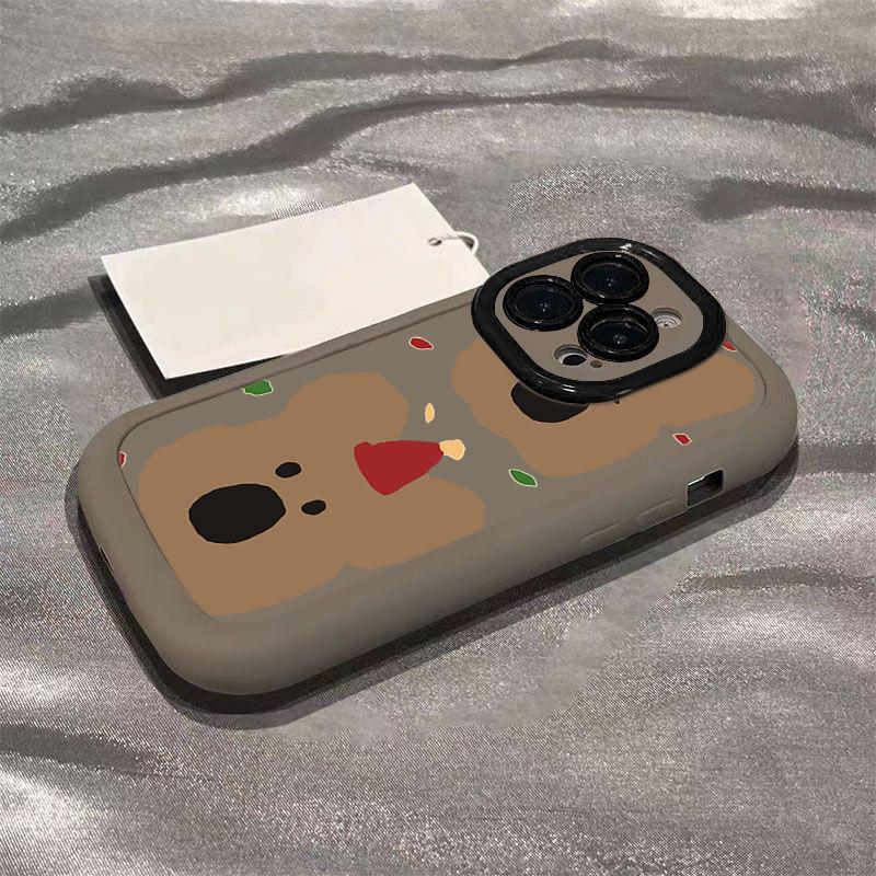 Милый медведь-хурма для 16 для Apple 17 Чехол для мобильного телефона для IPhone14 Promax Креативный нишевый новый стиль 13mini