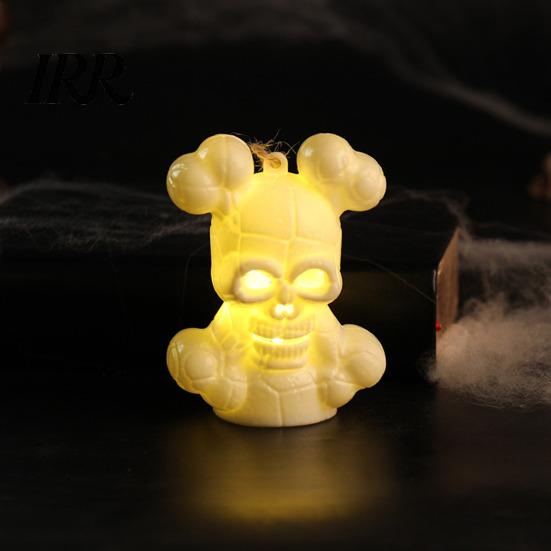 Creepy Skull Prop Halloween Night Light, LED Skeleton Decorative Candle Light for Safe Lighting Haunted House, Spooky Party Tabletop Decor,