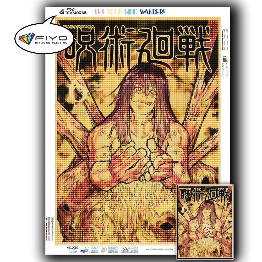 5D DIY Алмазная вышивка Аниме Дзюдзюцу Кайсен Картина Стразы Алмазная живопись Бумага Винтаж Плакат Алмазная мозаика Рукоделие Домашний декор