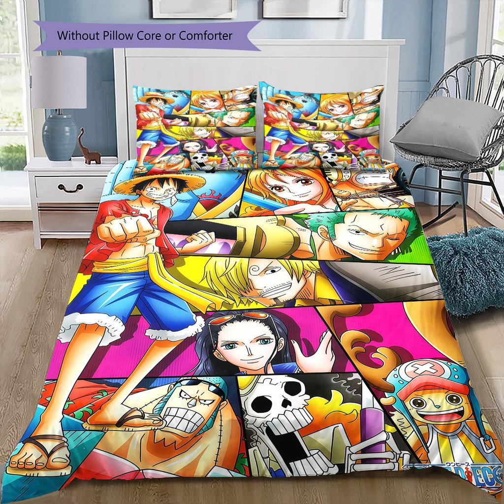 One Piece Pattern Bedding Quilt Set Quilt Cover Pillowcase Home Birthday Gift(1 * duvet cover + 2 * pillowcase, without core)