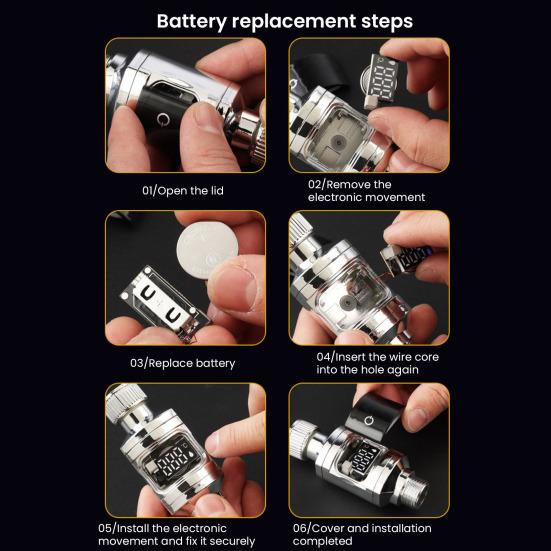 Yousheng Showerhead Thermometer Waterproof LED Digital Display High Accuracy 0.5 Degrees Celsius Anti-scald Shower Thermometer