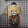 Fashion Print Cat Pattern T-Shirt Men's Casual Comfortable Short Sleeve Top Animal Cat Print