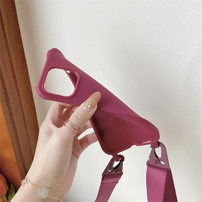 Crossbody Necklace Strap Lanyard Cord Case for Samsung S24 Ultra S23 S22 S10 S9 S8 Note20 Ultra Silicone Soft Back Shockproof Full Protection Cover