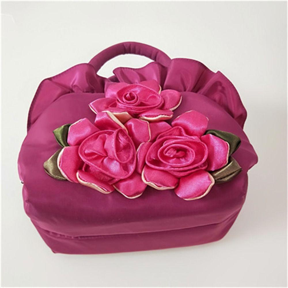 Leaf Rose Flower Handbag Satin Silk Small Purse Wallet Hanfu Flower Drawstrings Bag Ladies/Girls