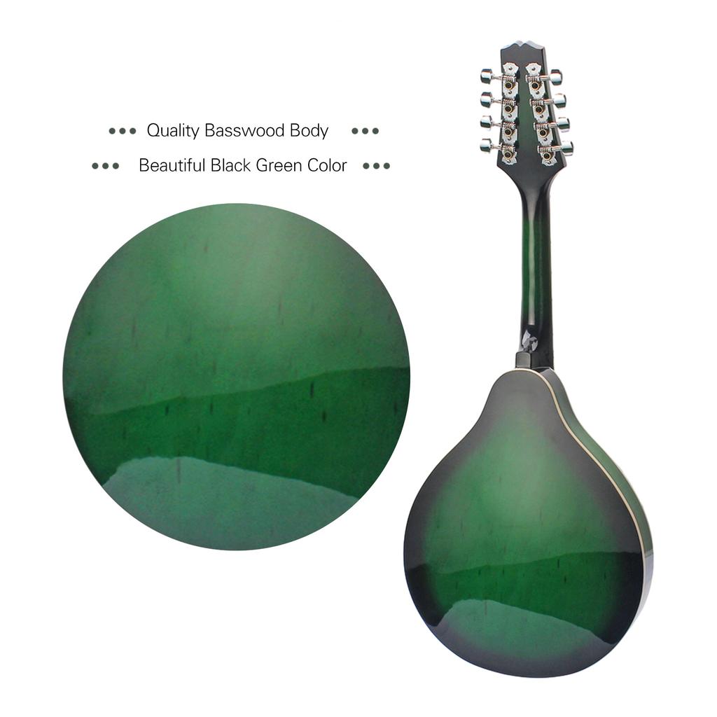 Мандолина А-стиля, 8-струнная, корпус из липы, гриф из инженерного дерева, регулируемый струнный инструмент для начинающих с