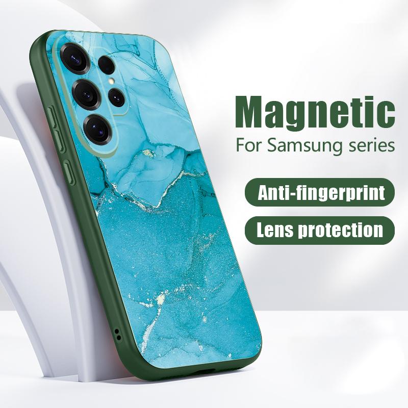 Магнитный Чехол Для Magsafe Для Samsung Galaxy S26 Ultra S25 Edge S24 Plus S23 FE S22 A17 A54 A55 A56 A57 5G Песчаник Мраморный Узор Чехол