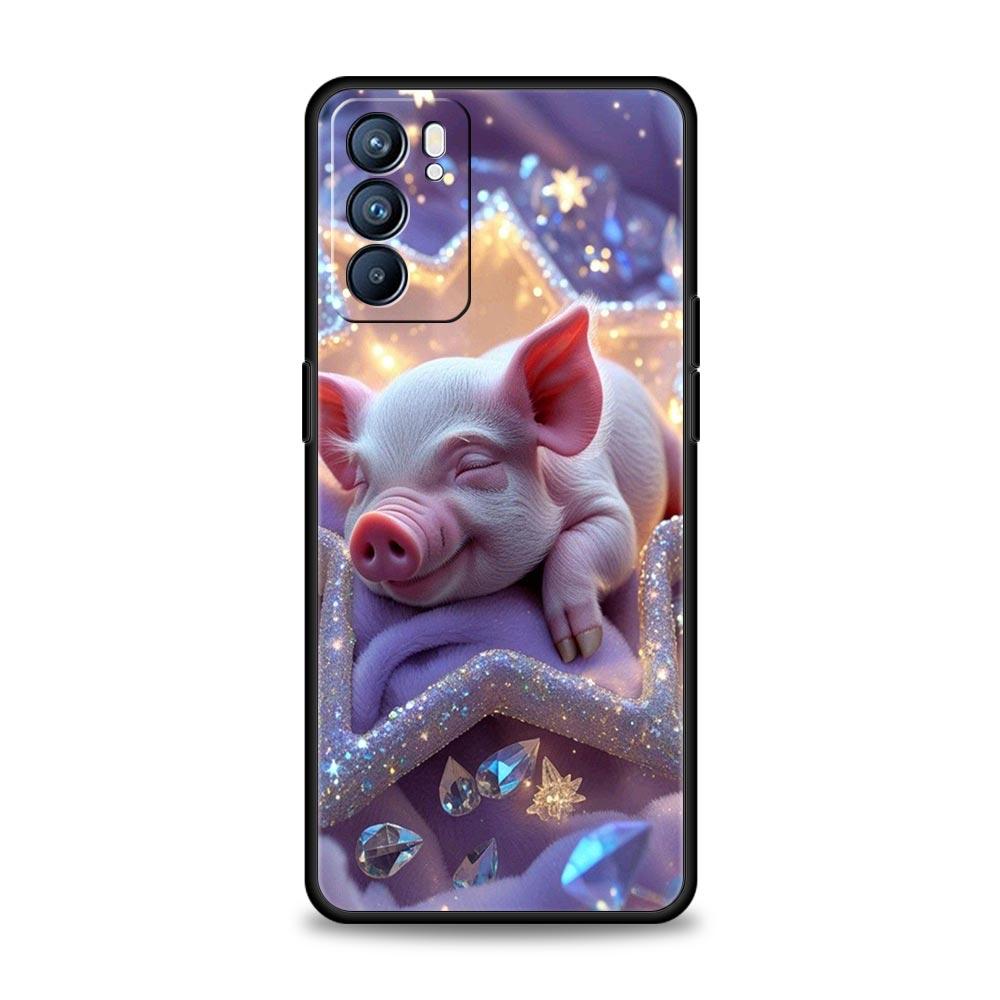 Милый Чехол для Телефона в Виде Свинки Для Oppo A17 A31 A54 A57 A78 A79 A98 Find X5 X6 Reno 6 7 8 10 11 12 13 F Pro 5G Мягкий ТПУ Чехол Fundas Capas