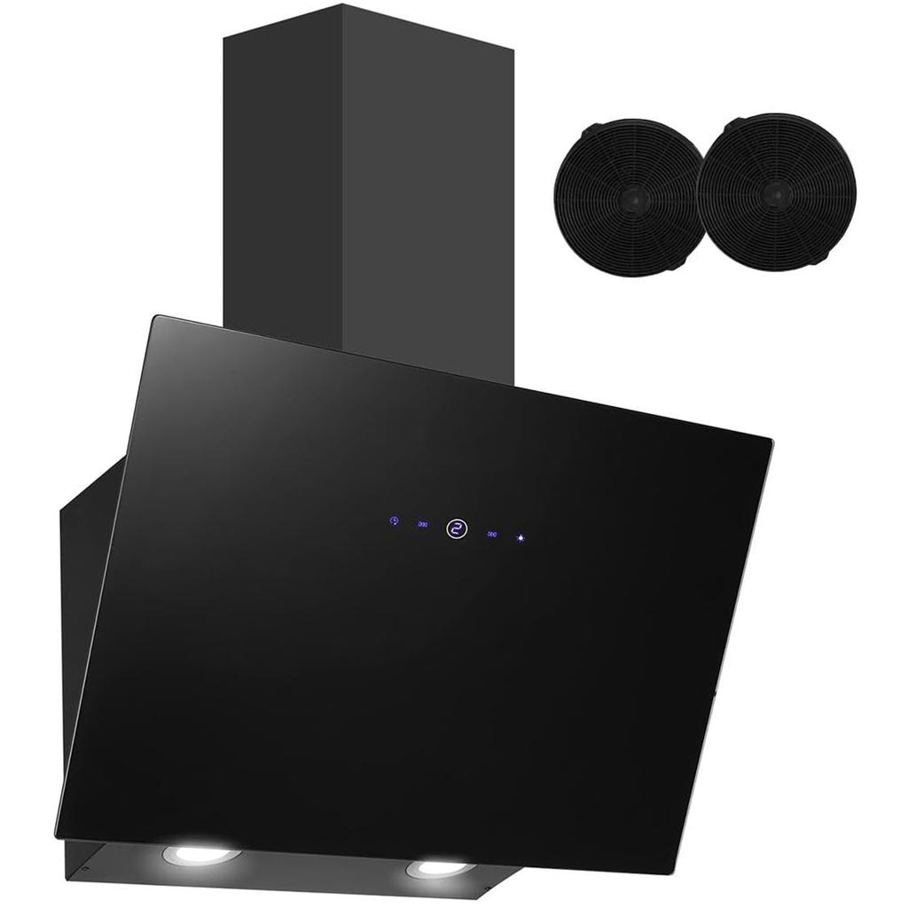 Cooker Hood 60cm,Kitchen Extractor Hood 550m³/h,Carbon Filters,Delayed Shutdown Function,Recirculating&Ducting Modes,Touch