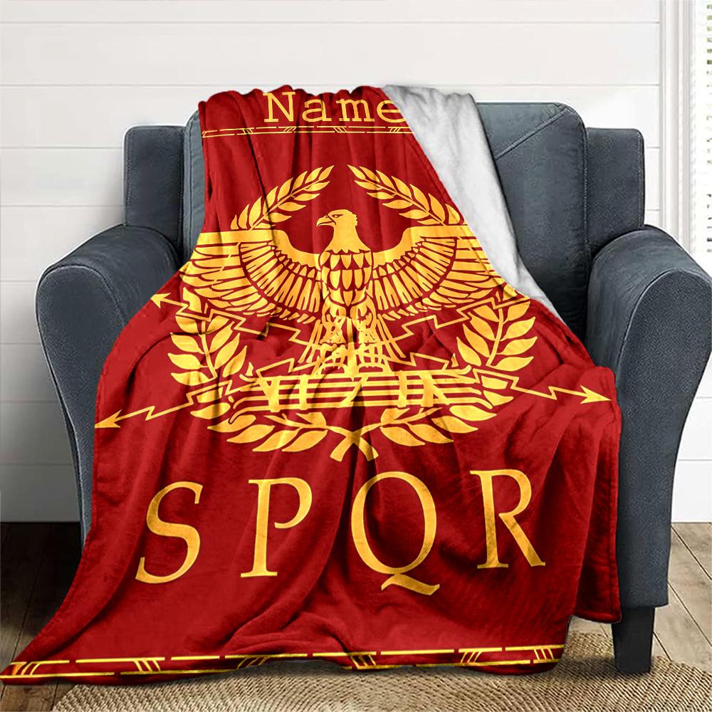 Customiz Name Personality SPQR logo Blanket Soft &Warm Sofa Office Bed Travel Lunch Break Blanket, Gift Suitable All Seasons