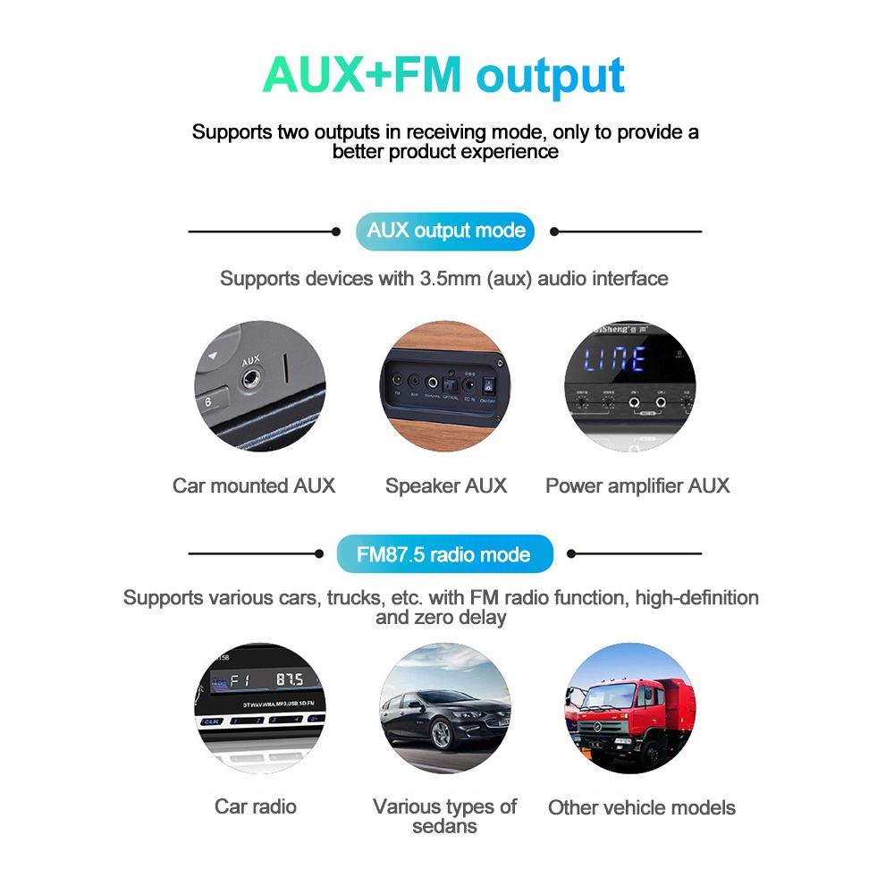 ЖК-дисплей Bluetooth 5.3 аудио передатчик 3,5 мм AUX TF стерео музыкальный беспроводной приемник USB питание от для автомобильного радио MP3 динамик