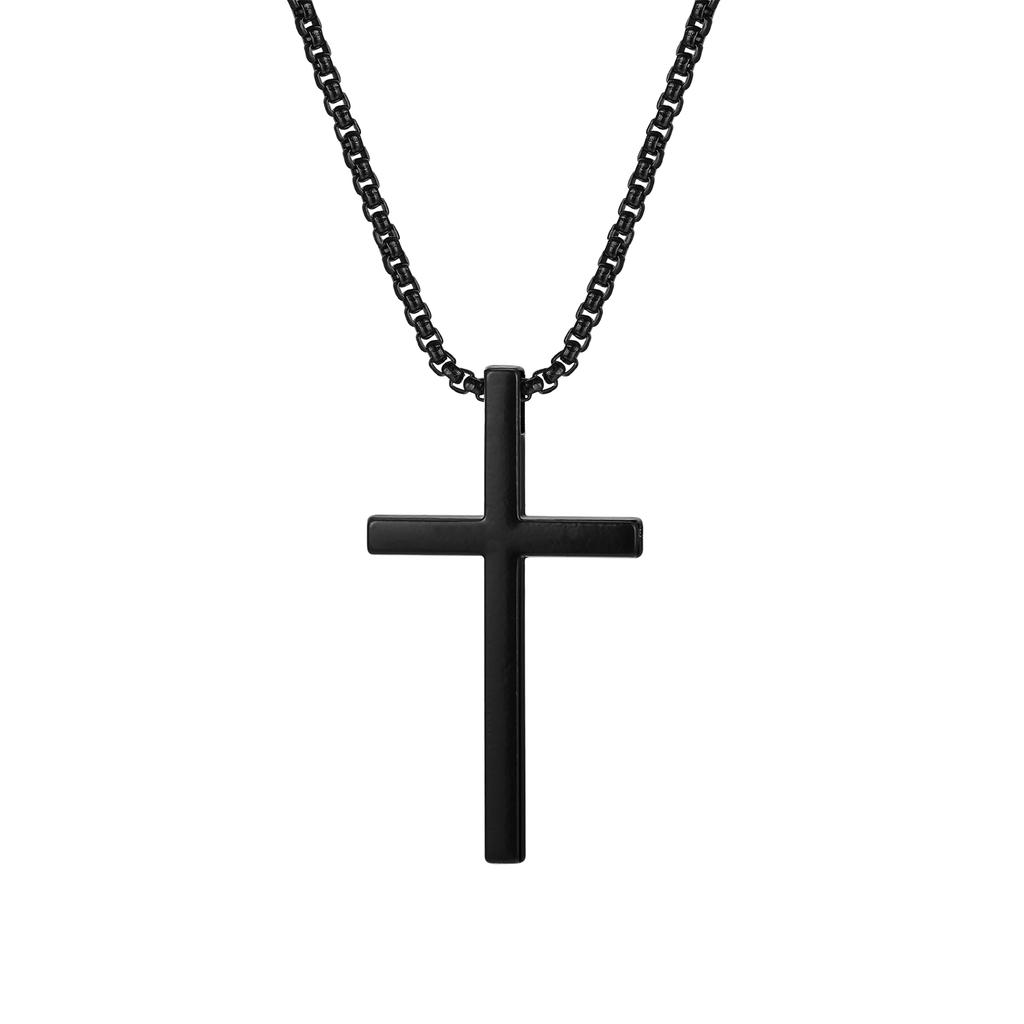 Stainless Steel Cross Pendant Necklace for Men Women, Unisex Simple Religion Necklace, Fashion Jewelry Chain Length 60cm/55cm