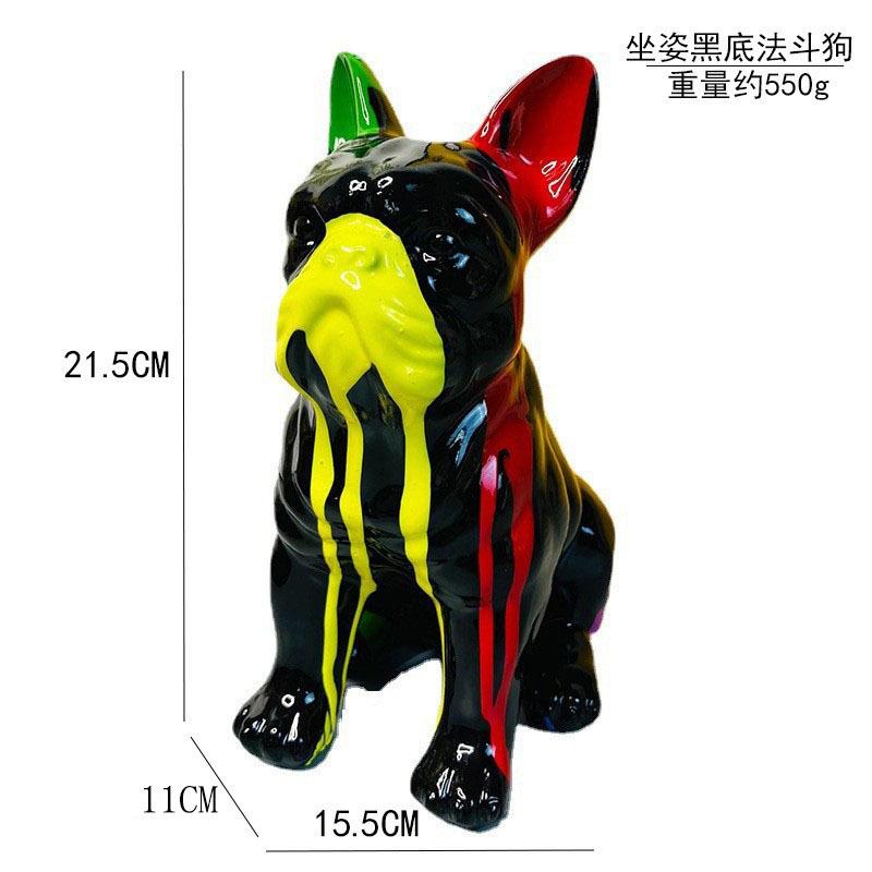 Color French Bulldog Fighting Ornament Resin Crafts Home Modern Interior Hallway Housewarming Decoration Gift Home Accessories