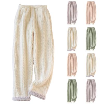 Женские модные флисовые утепленные длинные пижамные брюки