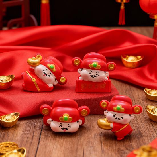 1/4 шт. Фигурка Бога Богатства Украшение для Монитора Компьютера Мультяшная Статуэтка Китайских Бессмертных Полимерная Скульптура Украшение на Приборную Панель Автомобиля