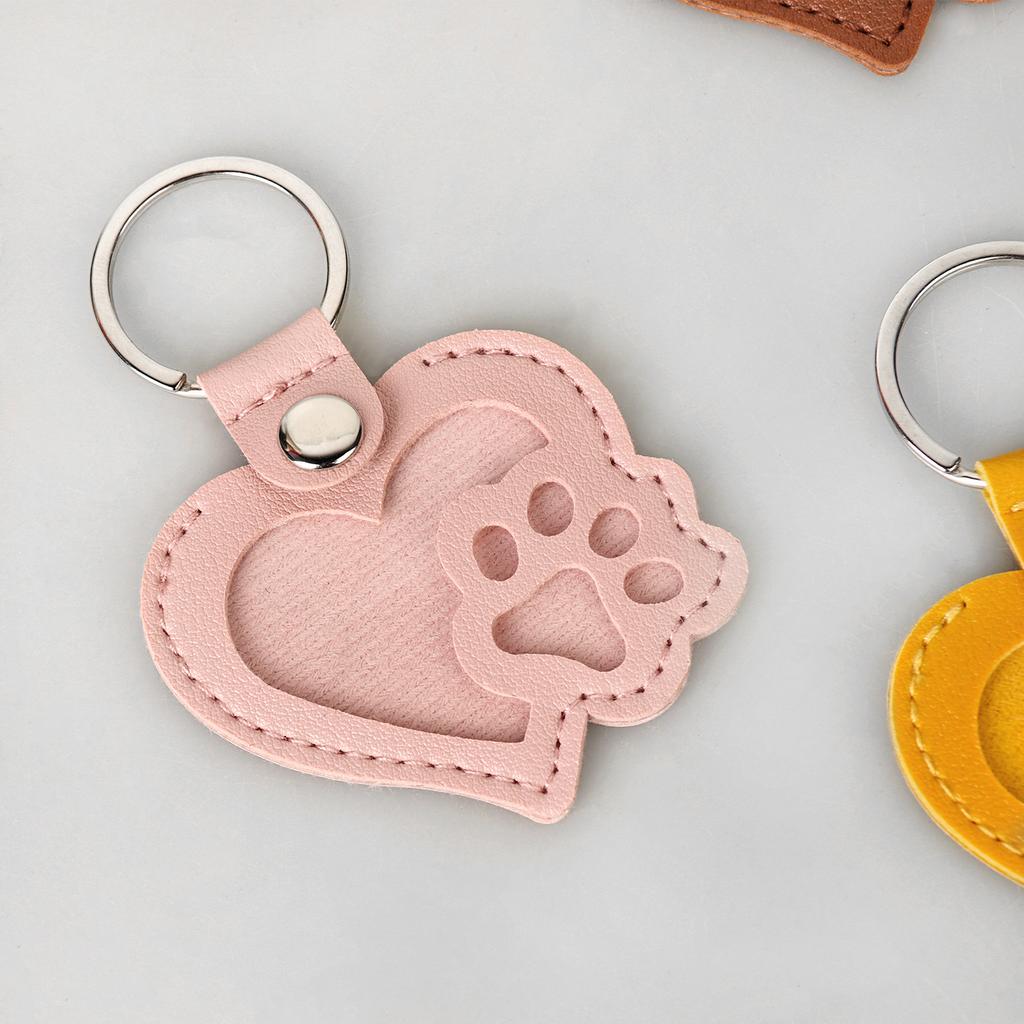 3pcs Pet Hair Keepsake Keychain, Custom Pet Paw Print Pendant, Memorial Locket for Cat Dog Fur, Leather Keychain Holder