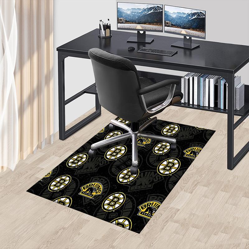 1 шт. Нескользящий коврик для пола Boston Bruins, подходит для офиса, гостиной, спальни, столовой - Плоский - Машинное плетение - S0399